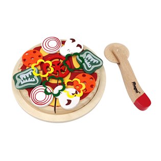 WOODEN PIZZA WITH ACCESSORIES AND A BOX 