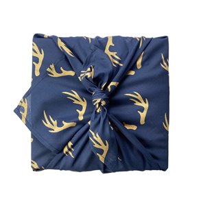 Midnight Reindeers Fabric Gift Wrap Furoshiki Cloth - Large