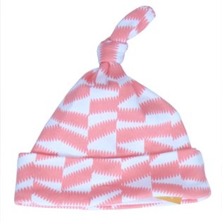 Top Knot Hat - Peach Stripe